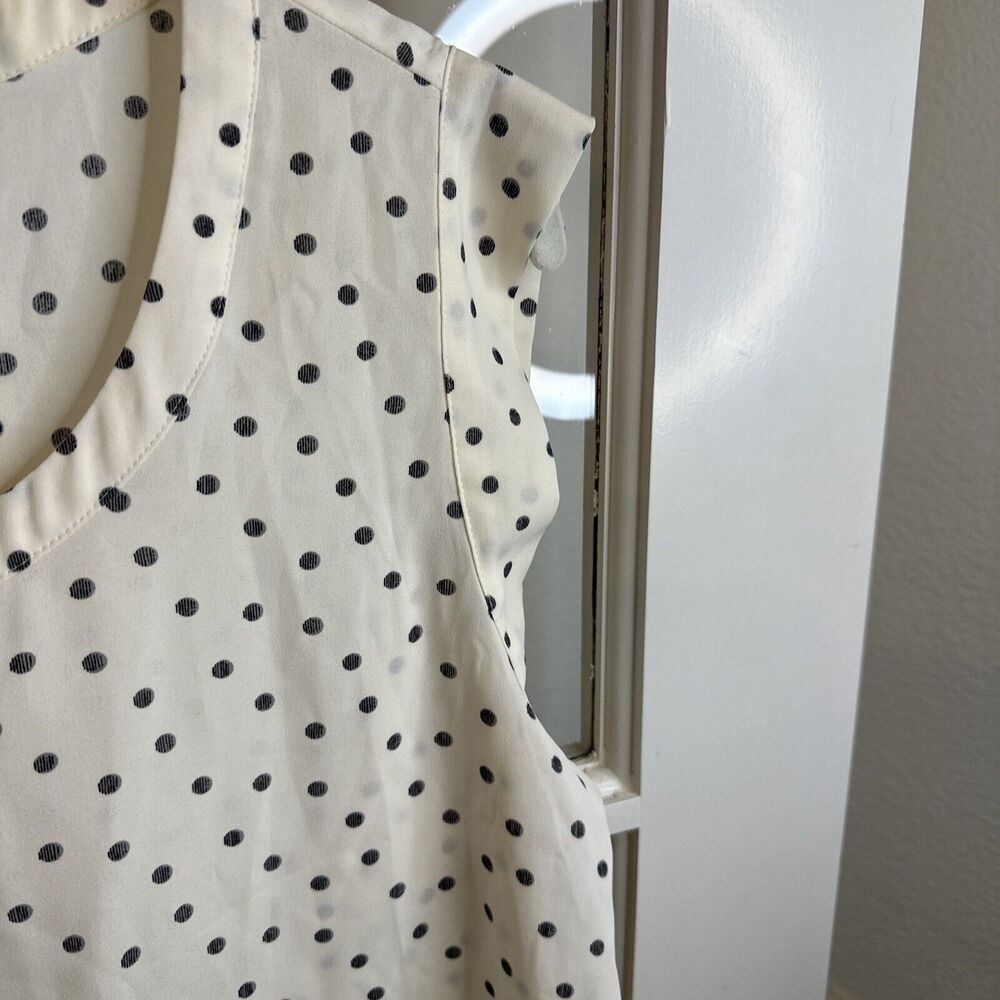 Pleione Sleeveless Top Size M White and Black Polka Dot Cami Shell - Picture 5 of 9